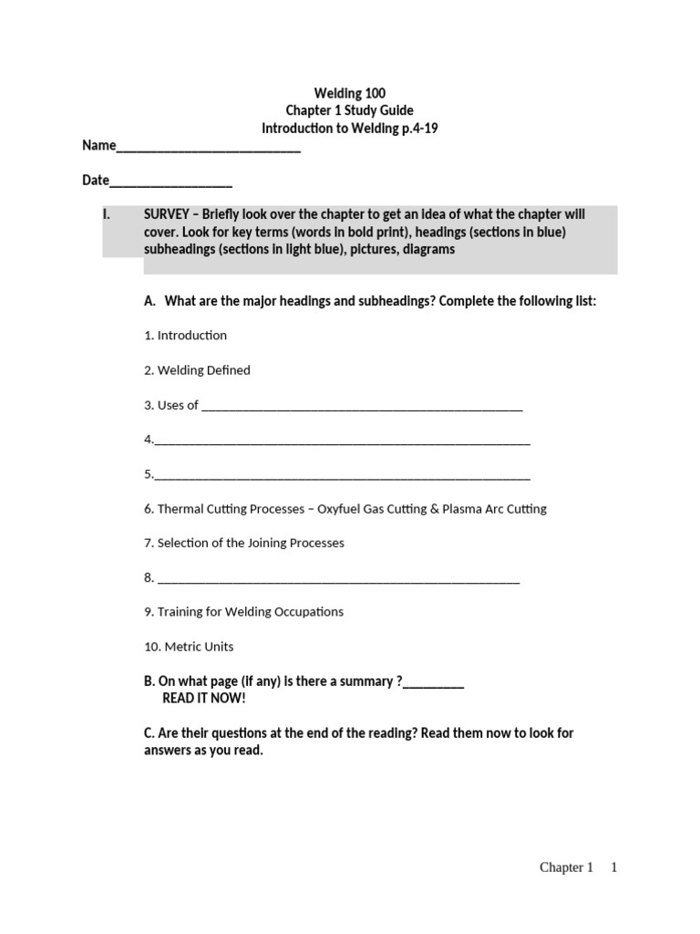 2-SQ3R Welding CH 1 Template Final | PDF
