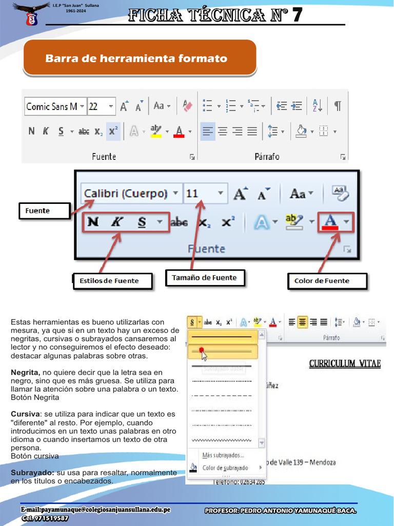Sesion 7 Negrita Cursiva Subrayado | PDF