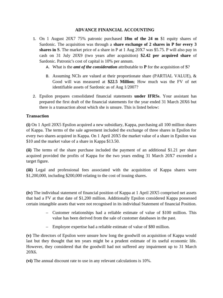 Advanced Accounting Assignment | PDF