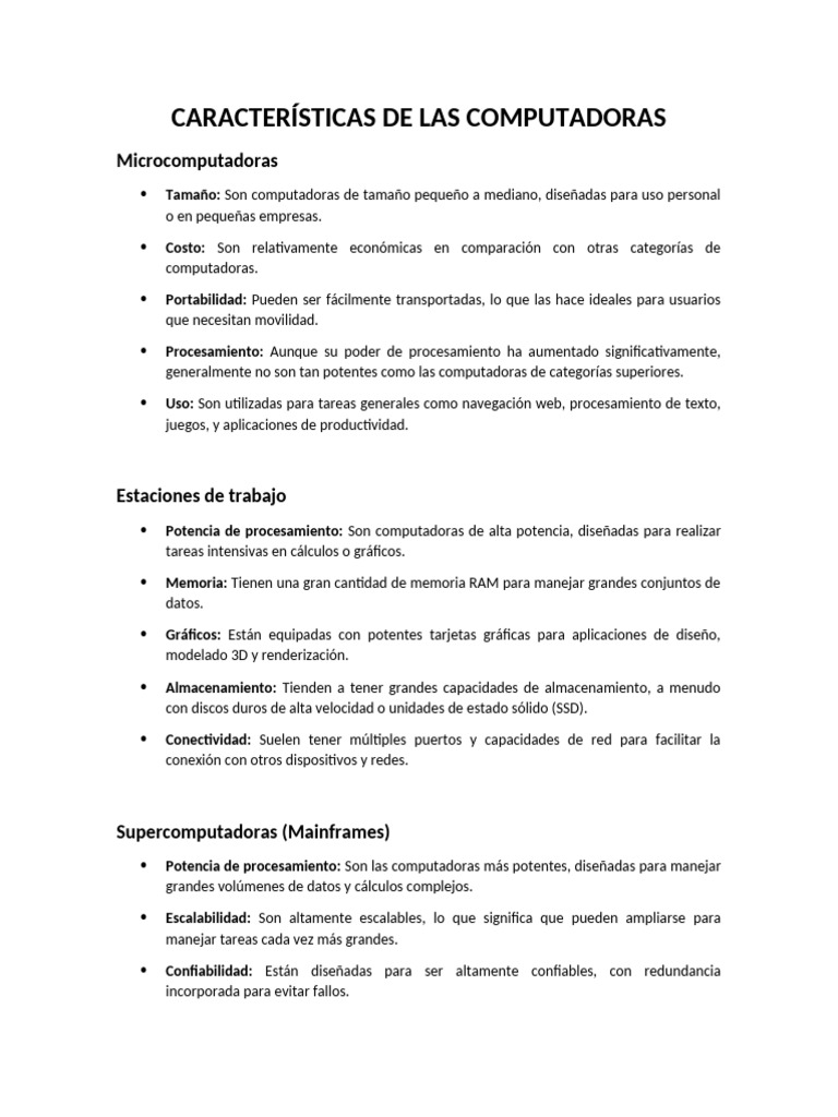 Características de Las Computadoras 3 | PDF | Escalabilidad | Software