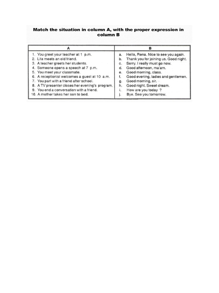 EXERCISE GREETING | PDF