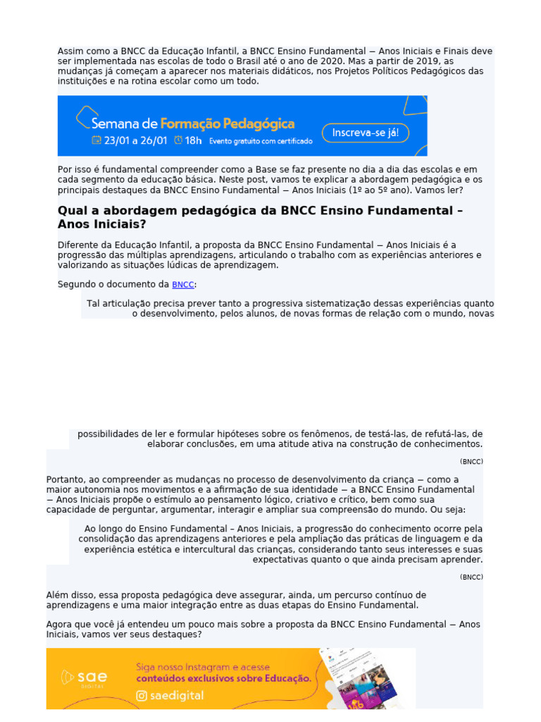 Assim Como A BNCC Da Educação Infantil | PDF