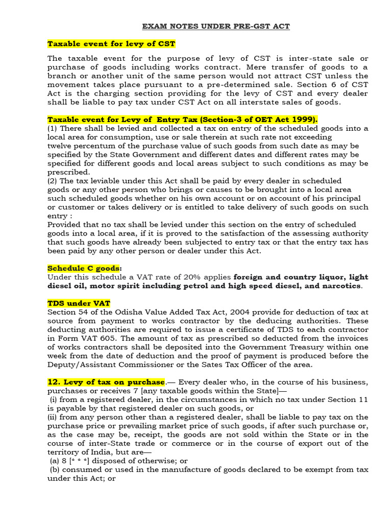 Exam Note VAT | PDF