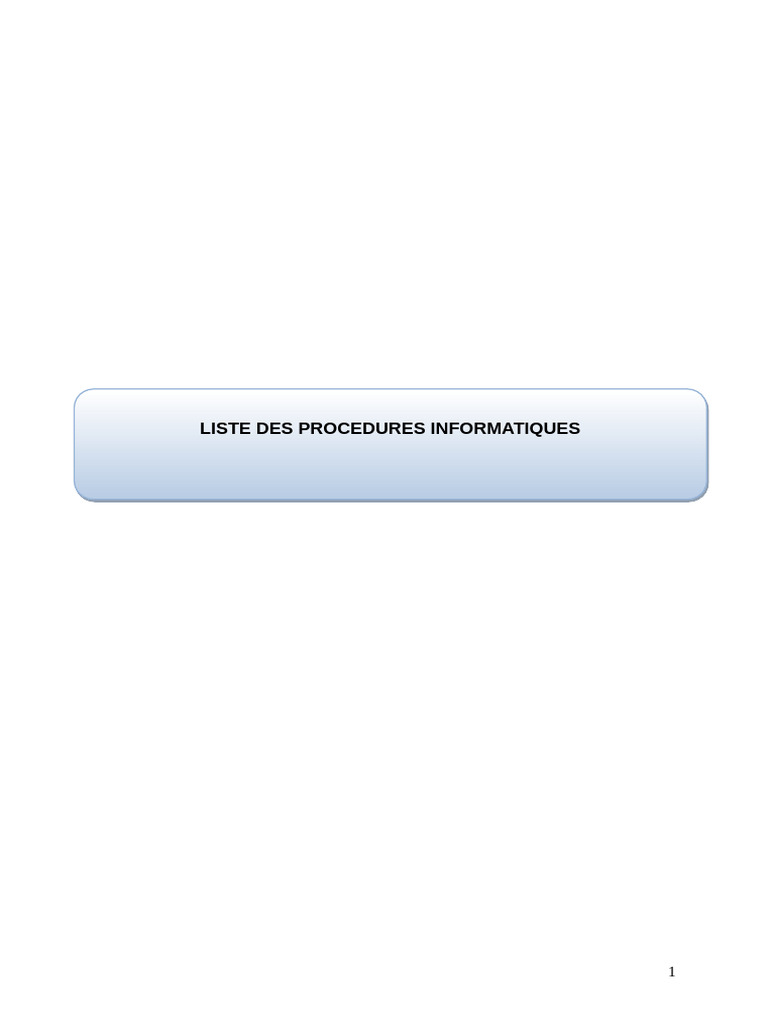 Liste Des Procédures Informatiques | PDF