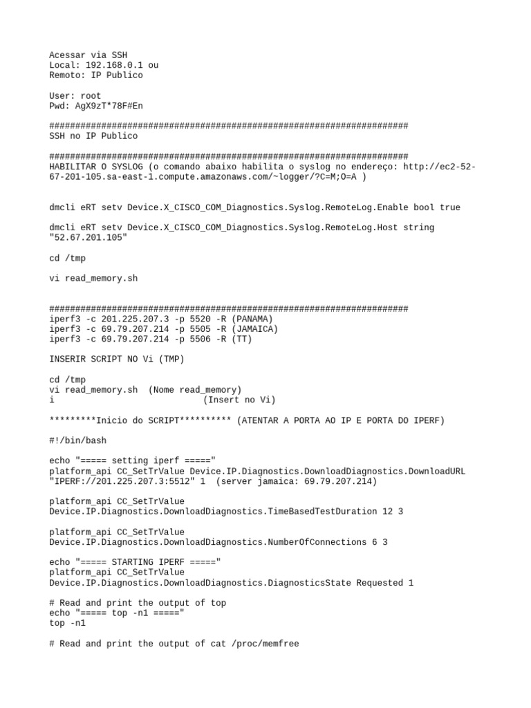 Script docsis iperf e mem pdf