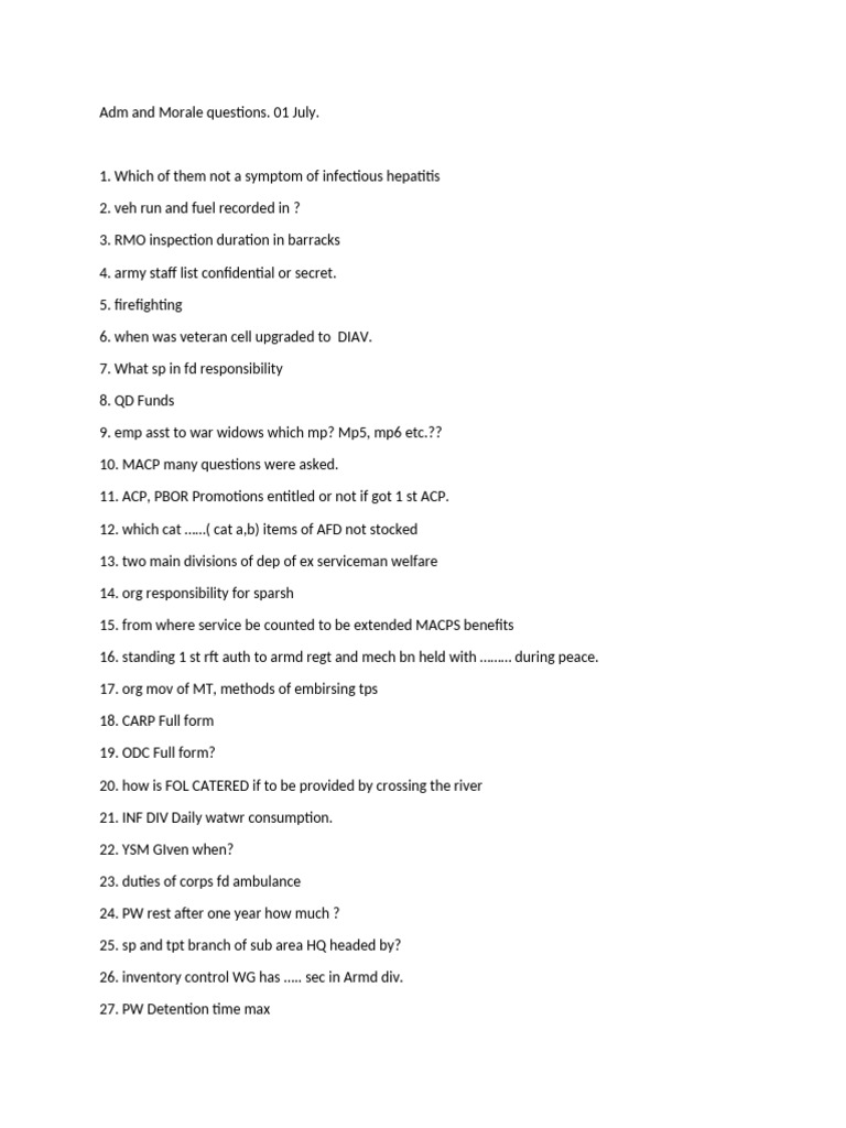 Adm and Morale Questions | PDF