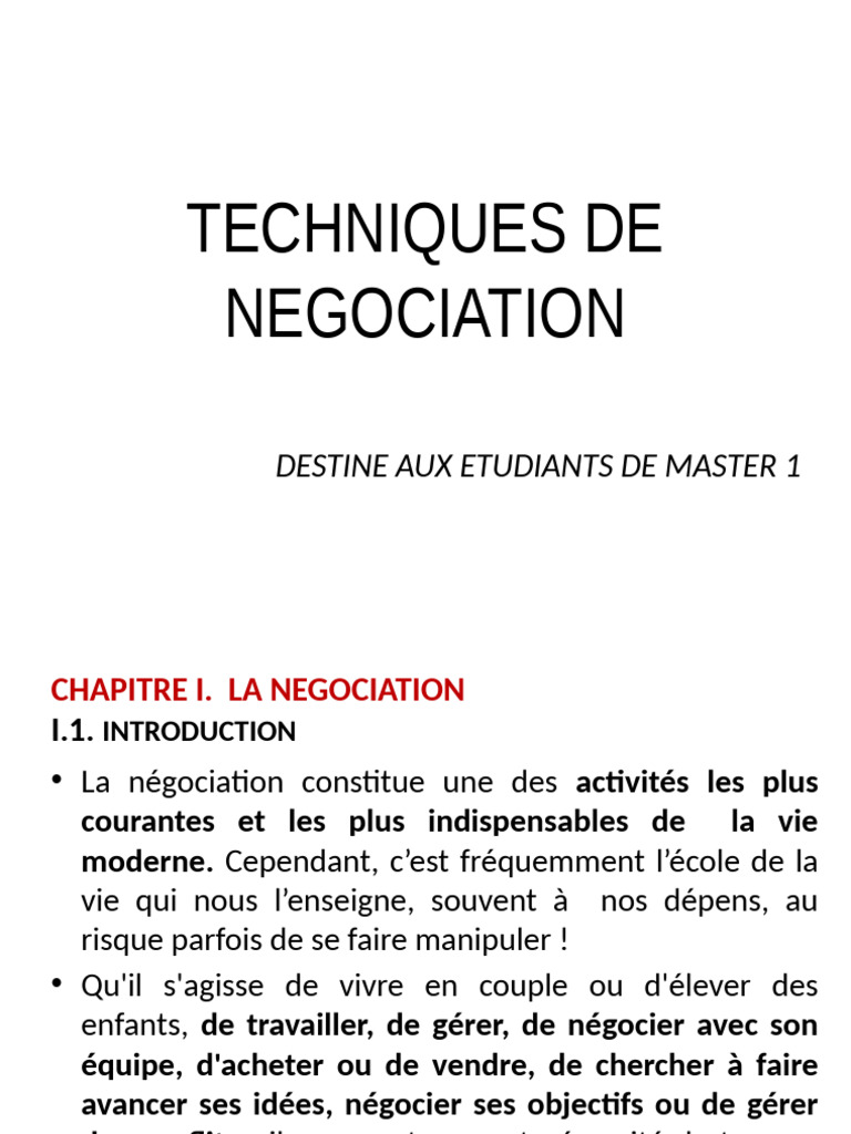 Techniques de Negociation | PDF