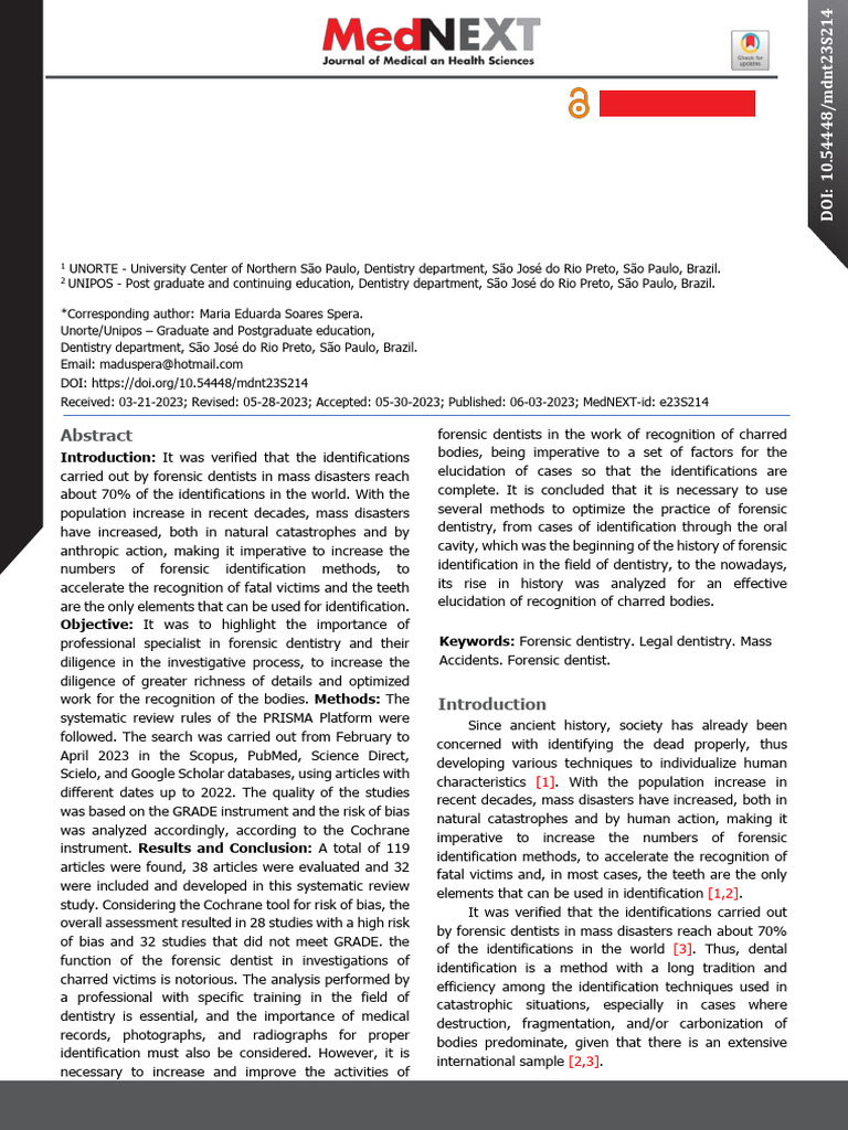 Review Forensic Dentistry A Systematic Review | PDF