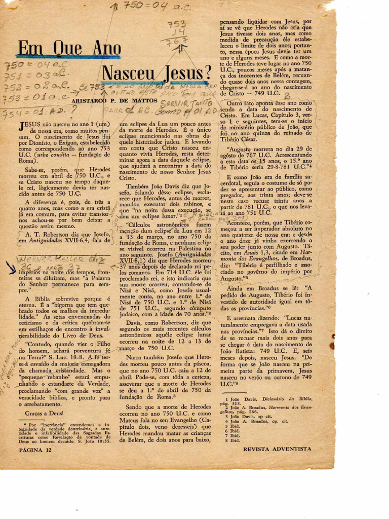 Em Que Ano Nasceu Jesus | PDF