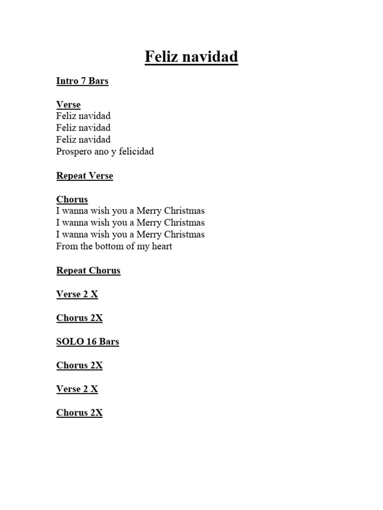 Feliz Navidad Lyrics | PDF