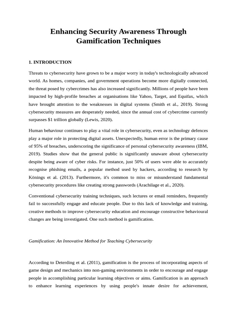 Enhancing Security Awareness Through Gamification Techniques | PDF