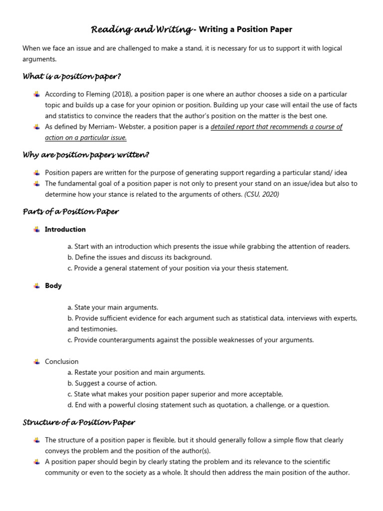 Writing an Effective Position Paper | PDF | Argument | Healthy Diet