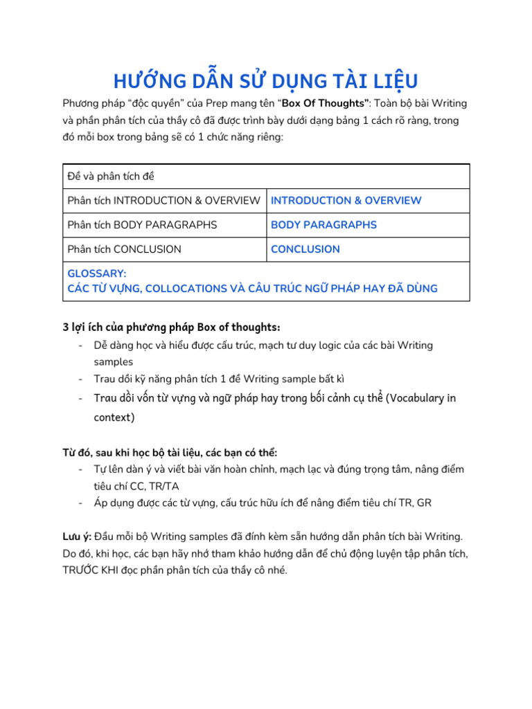 Quà tặng workshop IELTS T8 - Writing Samples | PDF
