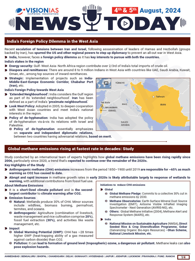 VisionIAS Daily Current Affairs 04 & 05 August 2024 | PDF