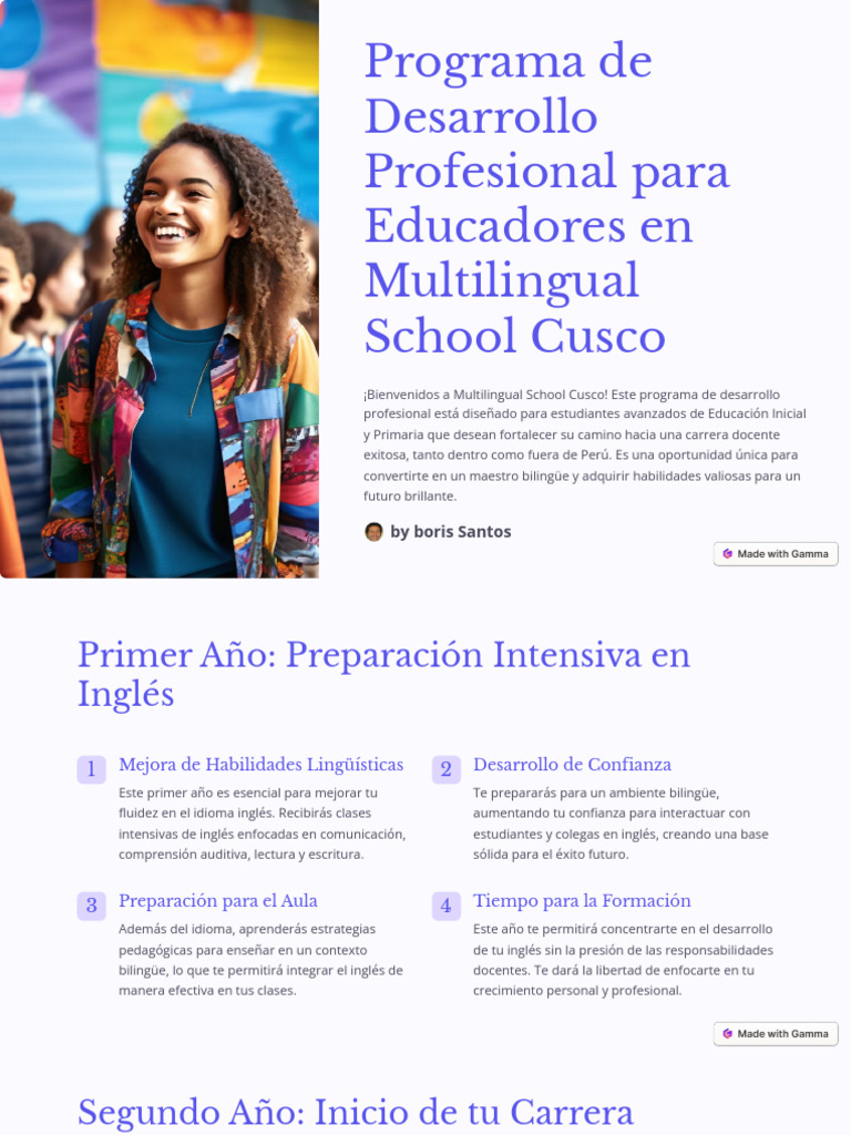 Programa de Desarrollo Profesional para Educadores en Multilingual ...