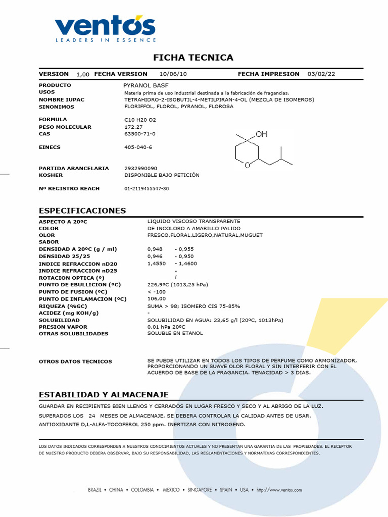 Specs Pyranol Basf - Florol | PDF