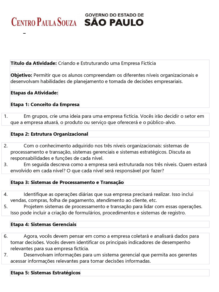 Criando e Estruturando Uma Empresa Fictícia | PDF