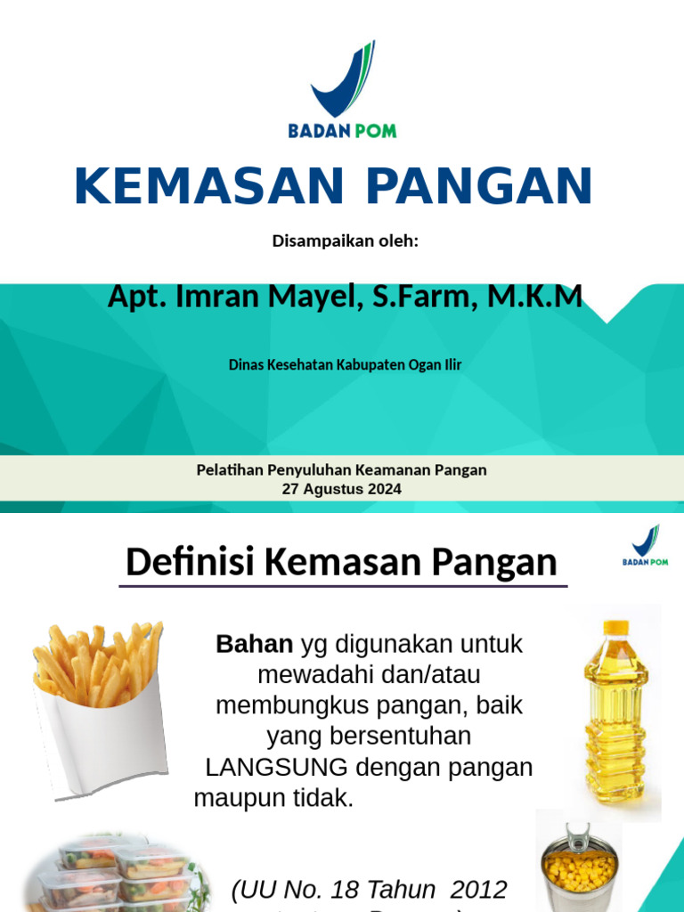 Persyaratan Kemasan, Label Dan Iklan Pangan | PDF