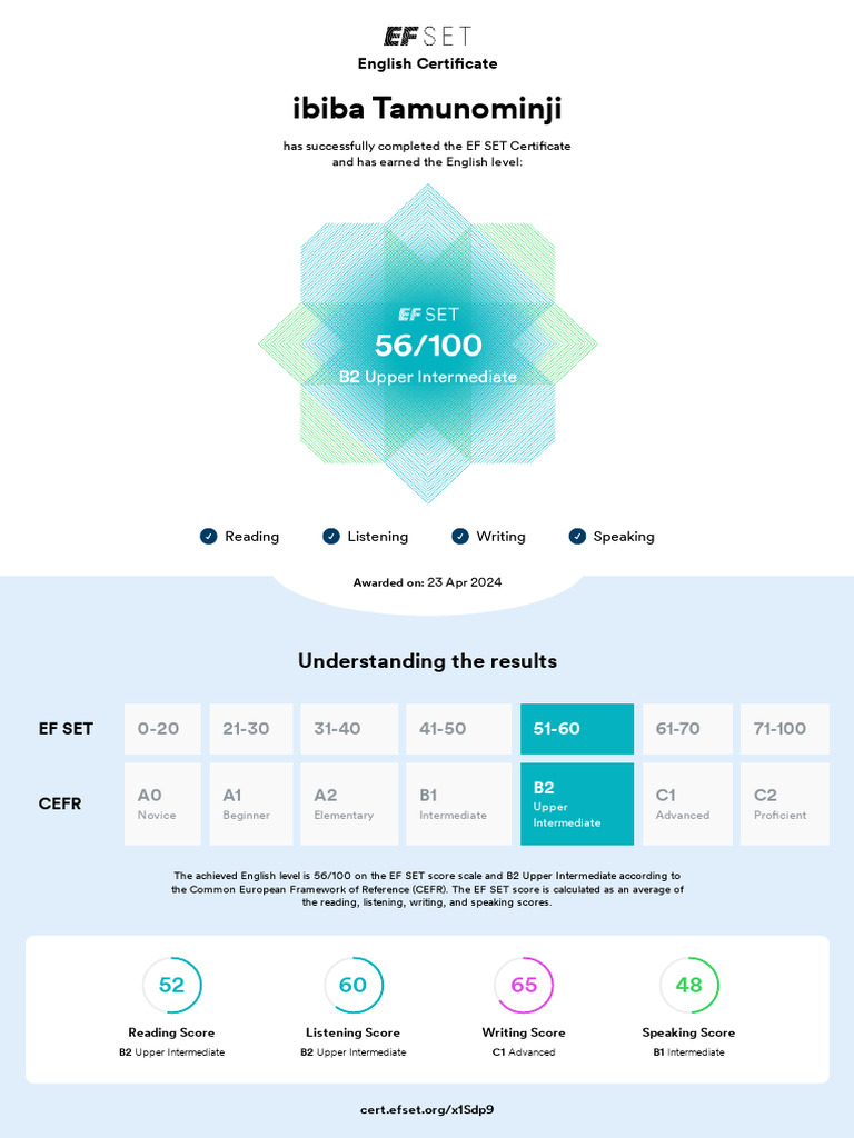 EF SET Certificate | PDF