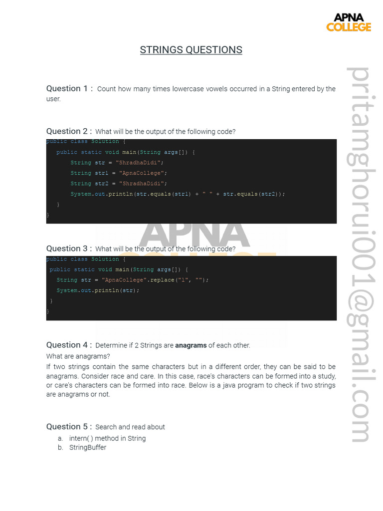 Strings Questions | PDF