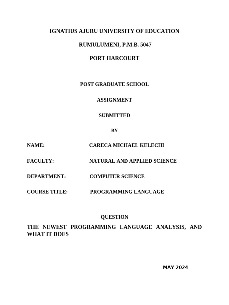 Ignatius ajuru university of education 2 pdf computer programming