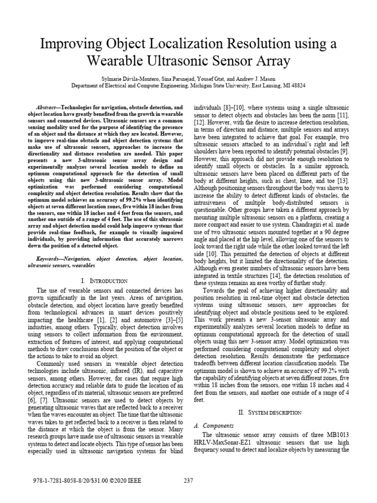 Improving Object Localization Resolution Using A Wearable Ultrasonic ...
