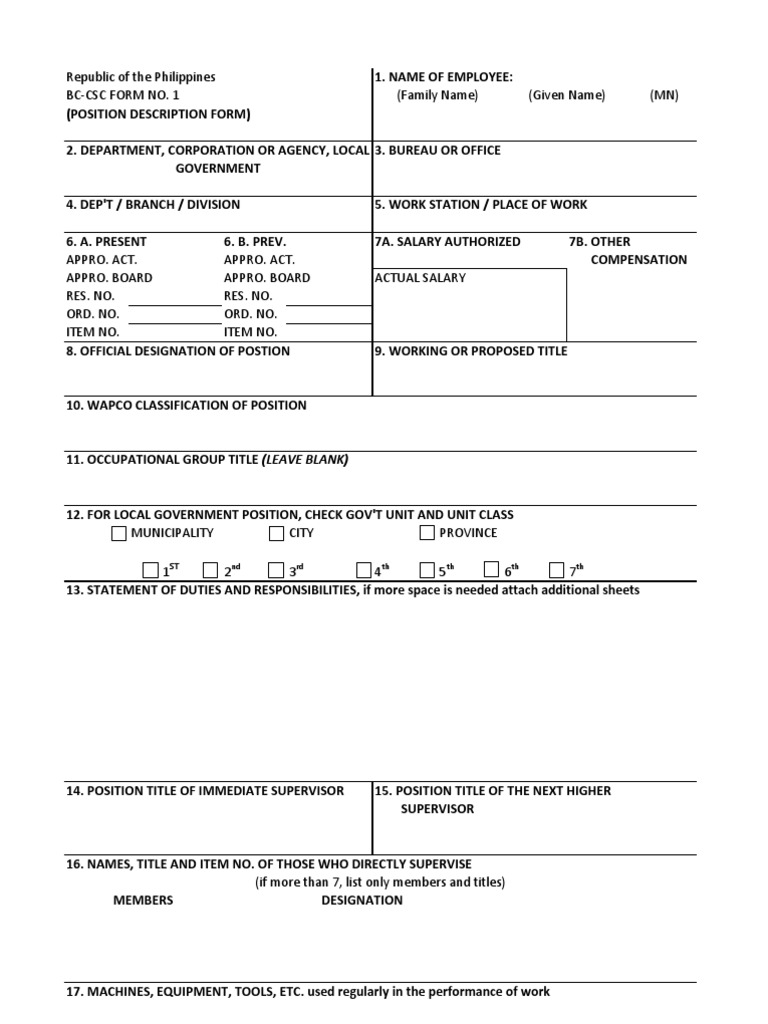 Position Description Form 2025 | PDF