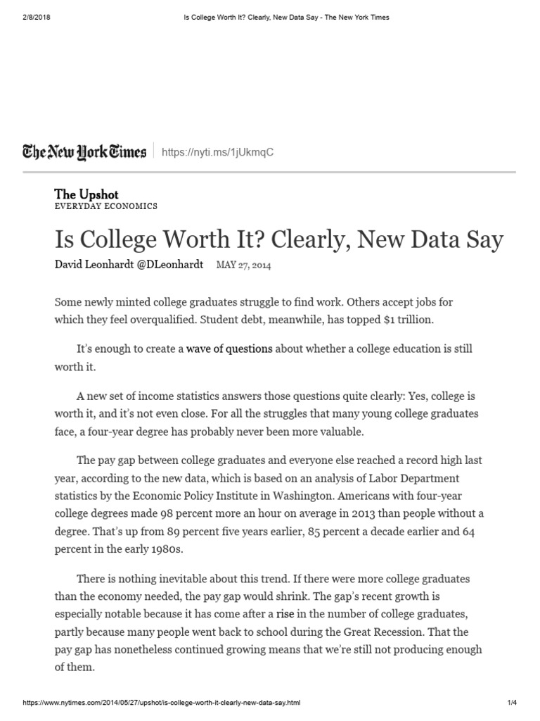 Is College Worth It? New Data Analysis | PDF | Gender Pay Gap | Recession