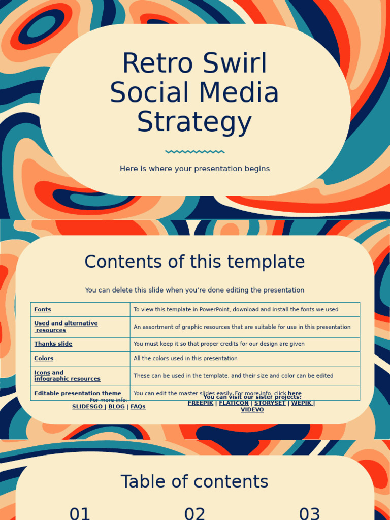 Retro Swirl Social Media Strategy by Slidesgo | PDF