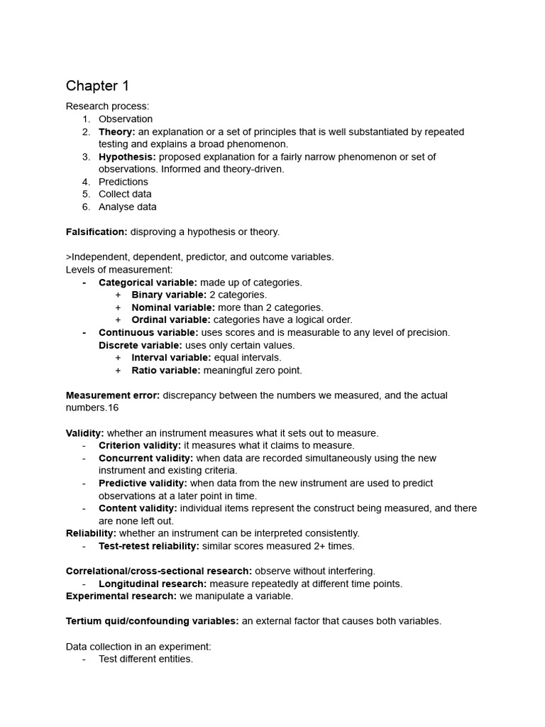 Quantitative Data Analysis 1 - Readings Summary | PDF