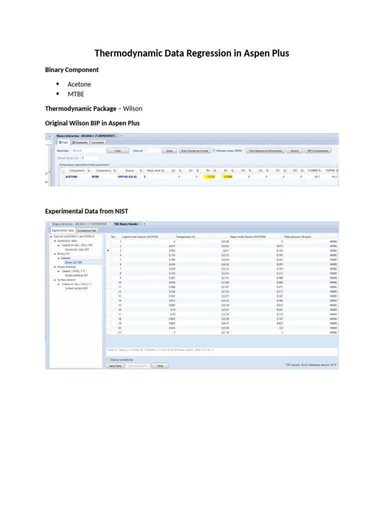 Thermodynamic data regression in aspen plus pdf