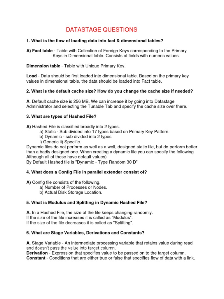 DataStage Interview Questions and Answers | PDF | Subroutine ...