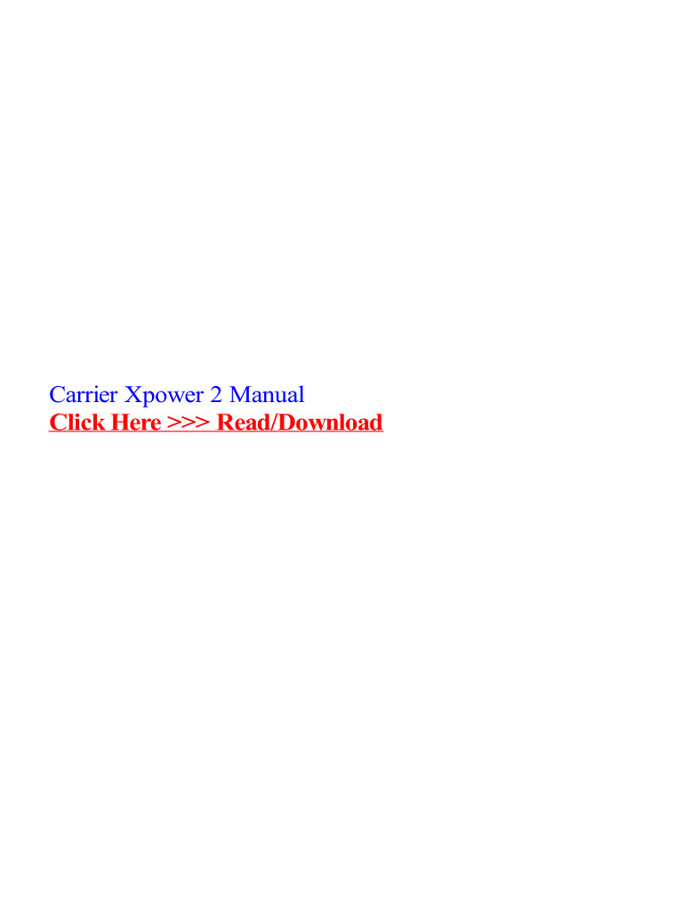 Carrier Xpower 2 Manual | PDF | Air Conditioning | Telecommunications