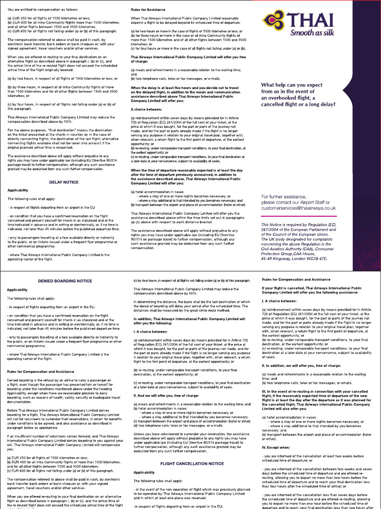 THAI and Regulation EC No. 261 2004 | PDF