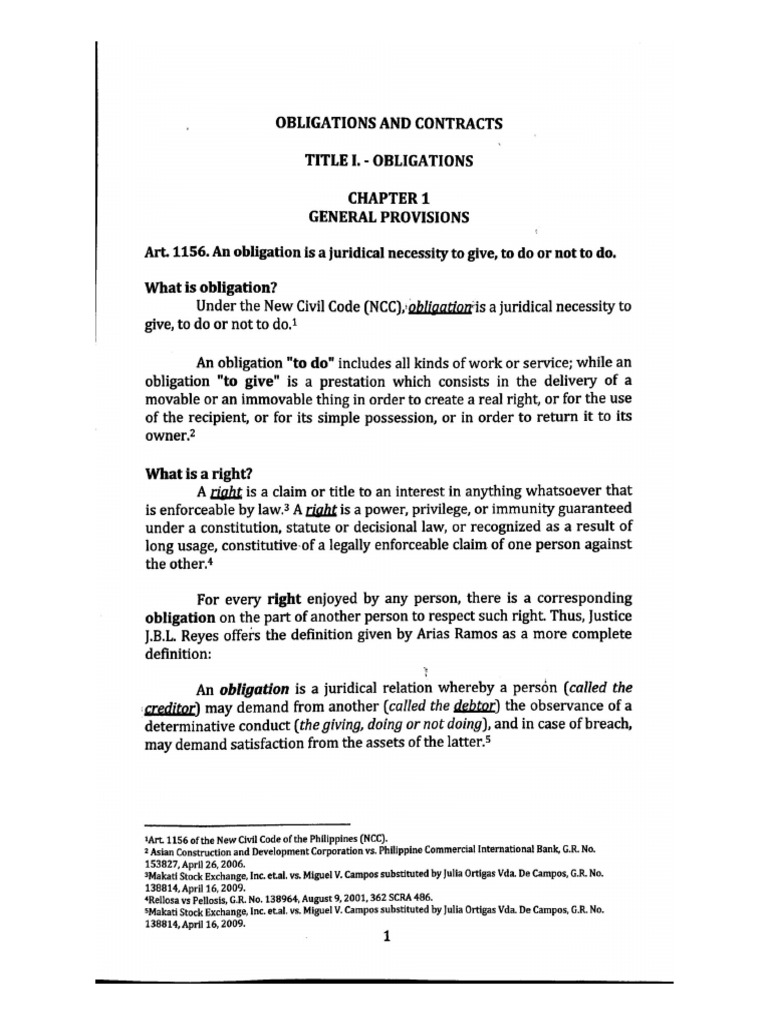 Obligations and Contracts | PDF