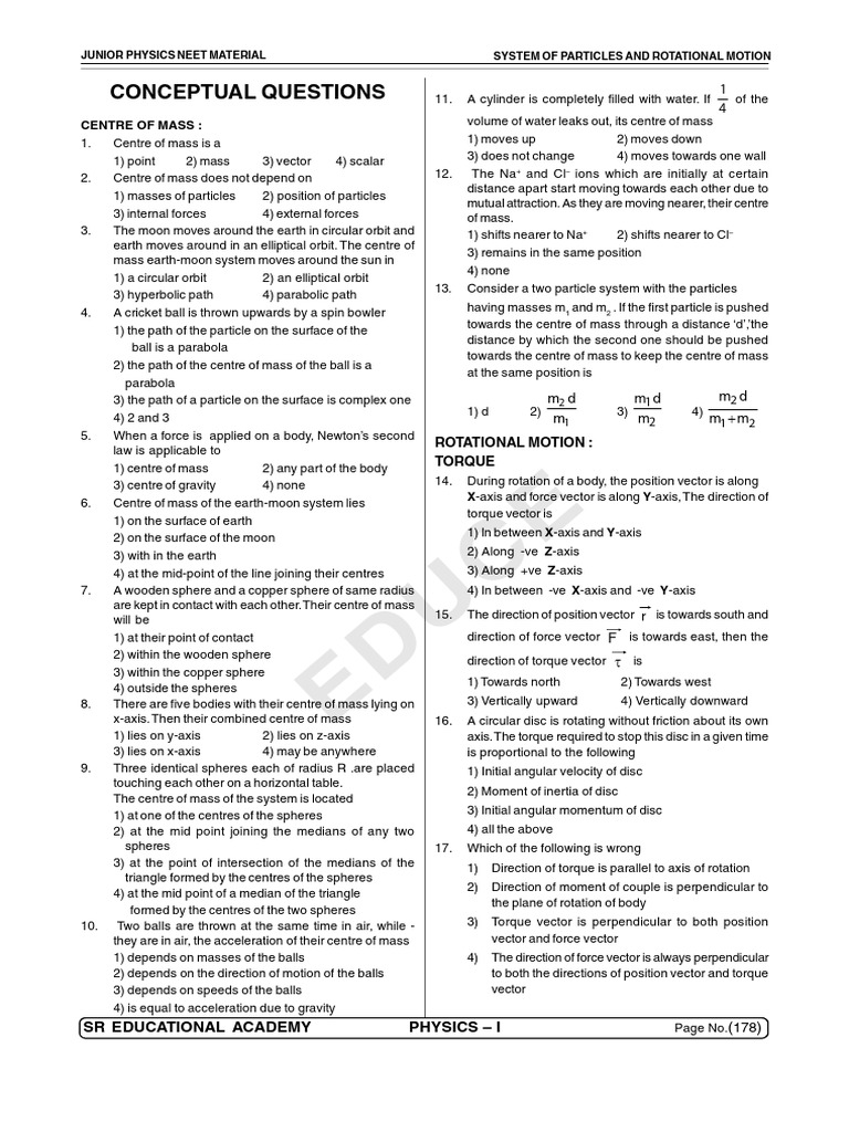 NEET Guide: Particles & Rotational Motion | PDF | Rotation Around A ...