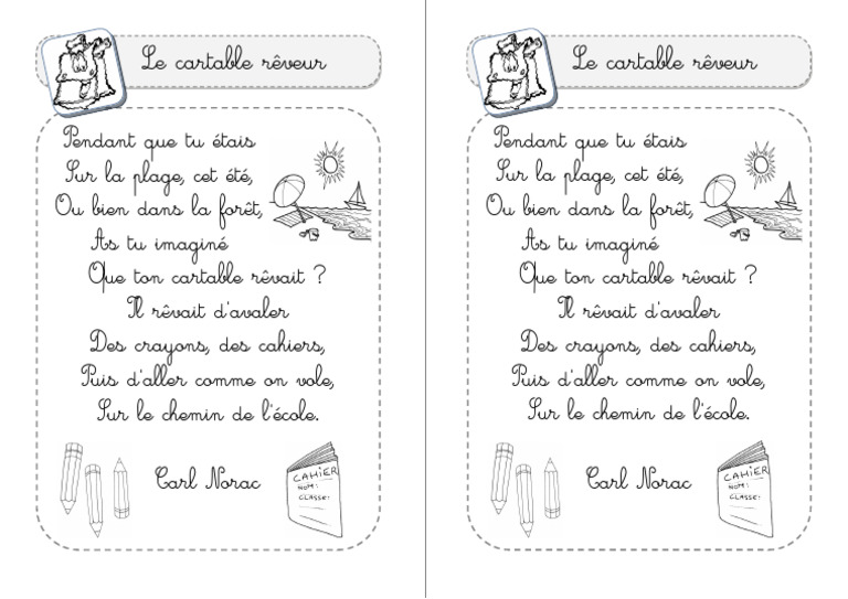 Poésie Le Cartable Rêveur | PDF