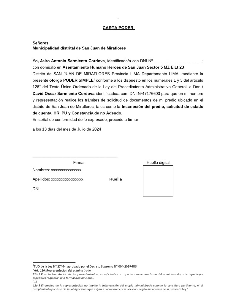 Carta Poder Simple | PDF