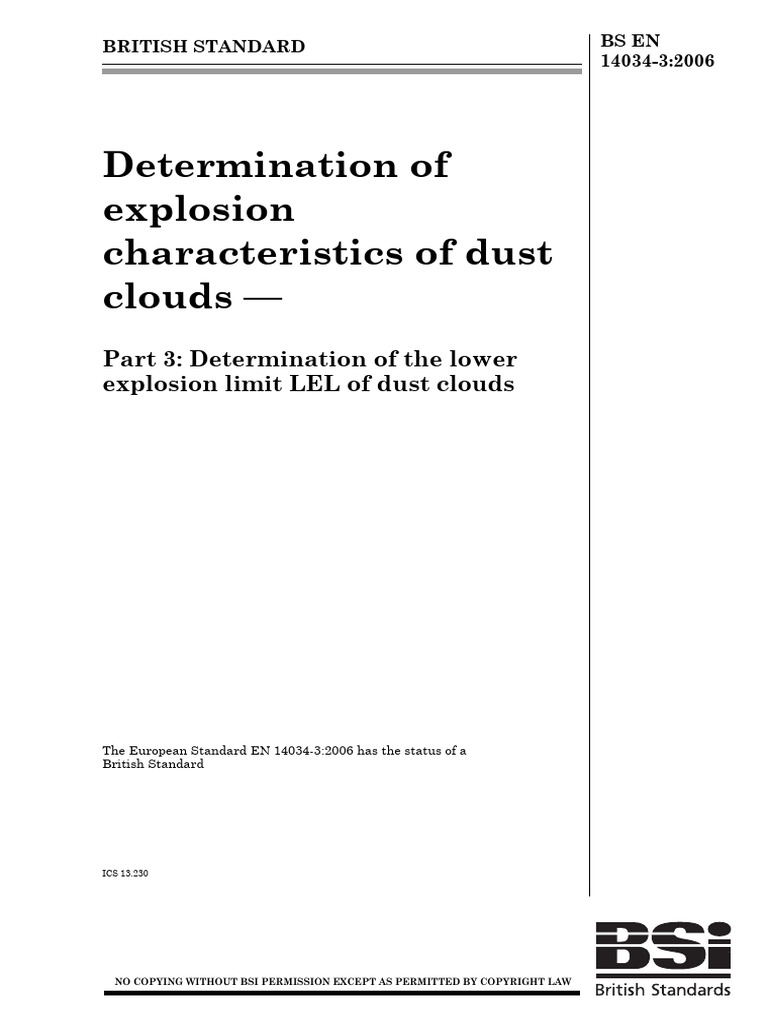 EN 14034-3-2006 Determination of The Lower Explosion Limit LEL of Dust ...