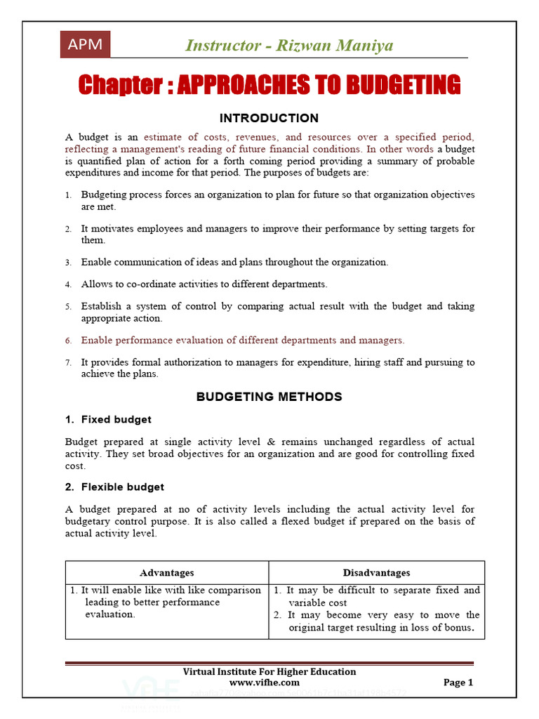 Budgets Notes | PDF