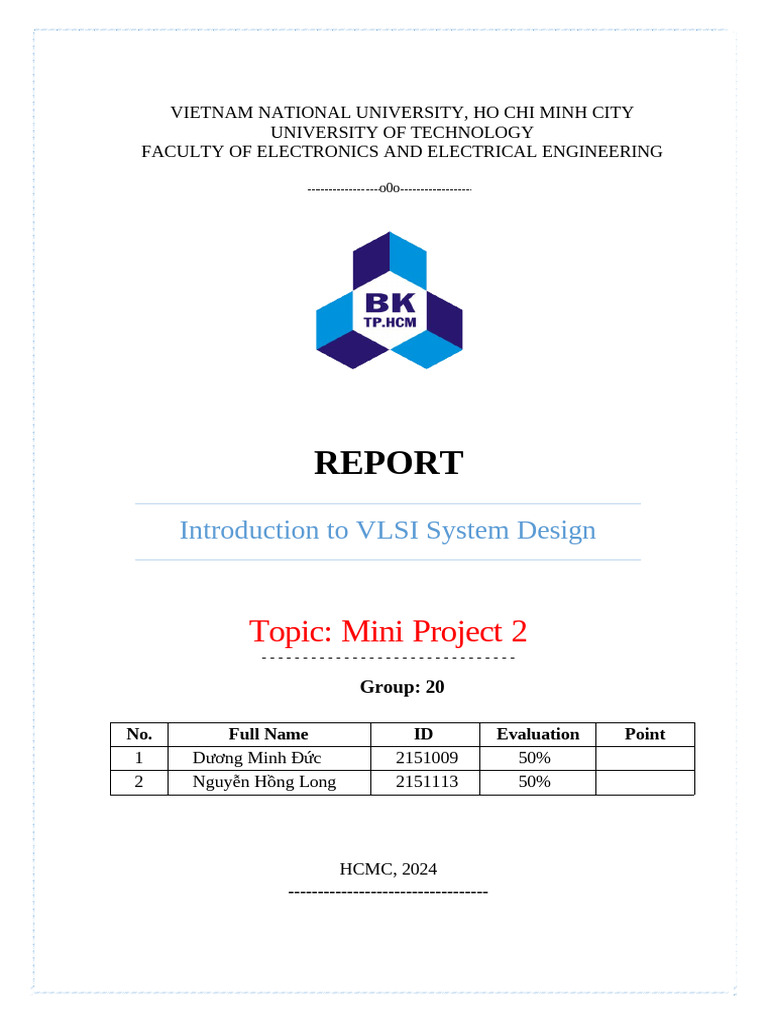 232 EE3425 Intro-VLSI Mini-Proj-1 TT01 20 | PDF