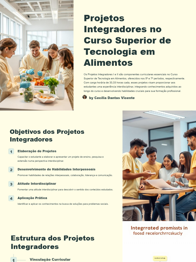 Projetos Integradores No Curso Superior de Tecnologia em Alimentos | PDF