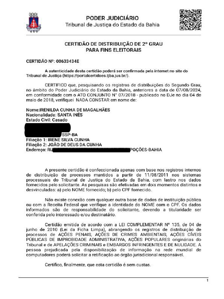 Certidao Estadual 2 Grau | PDF