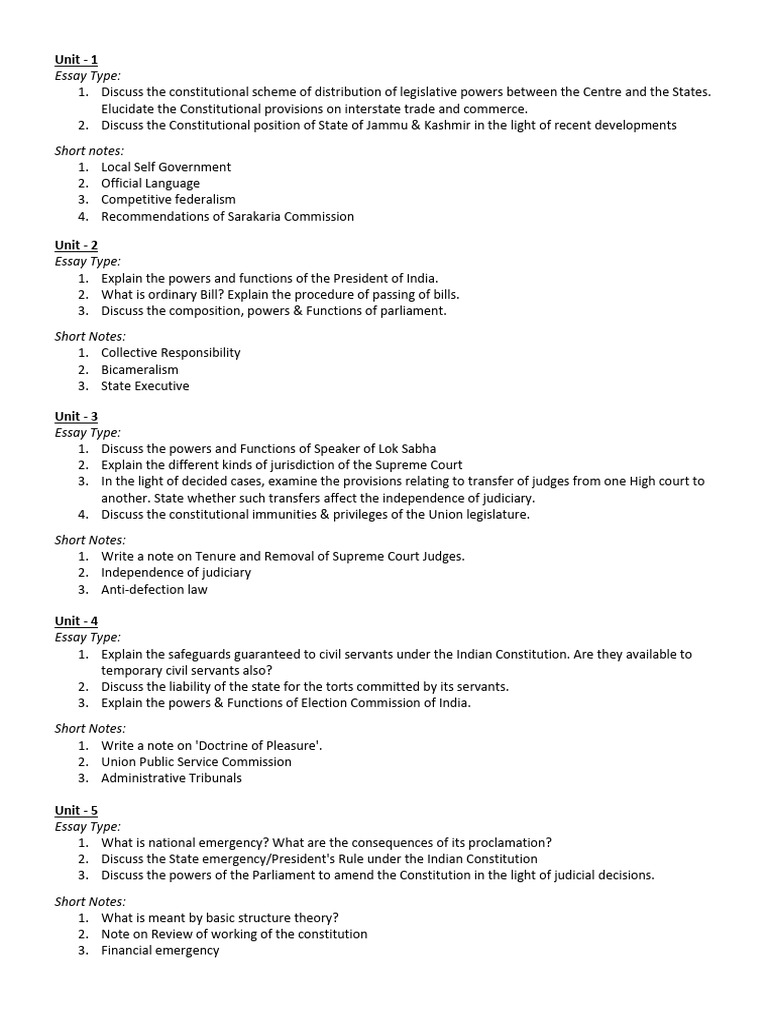 Key Constitutional Law Questions | PDF | Law