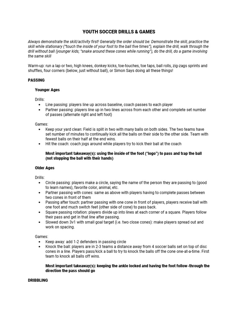 US Youth Soccer U6 Drills All | PDF