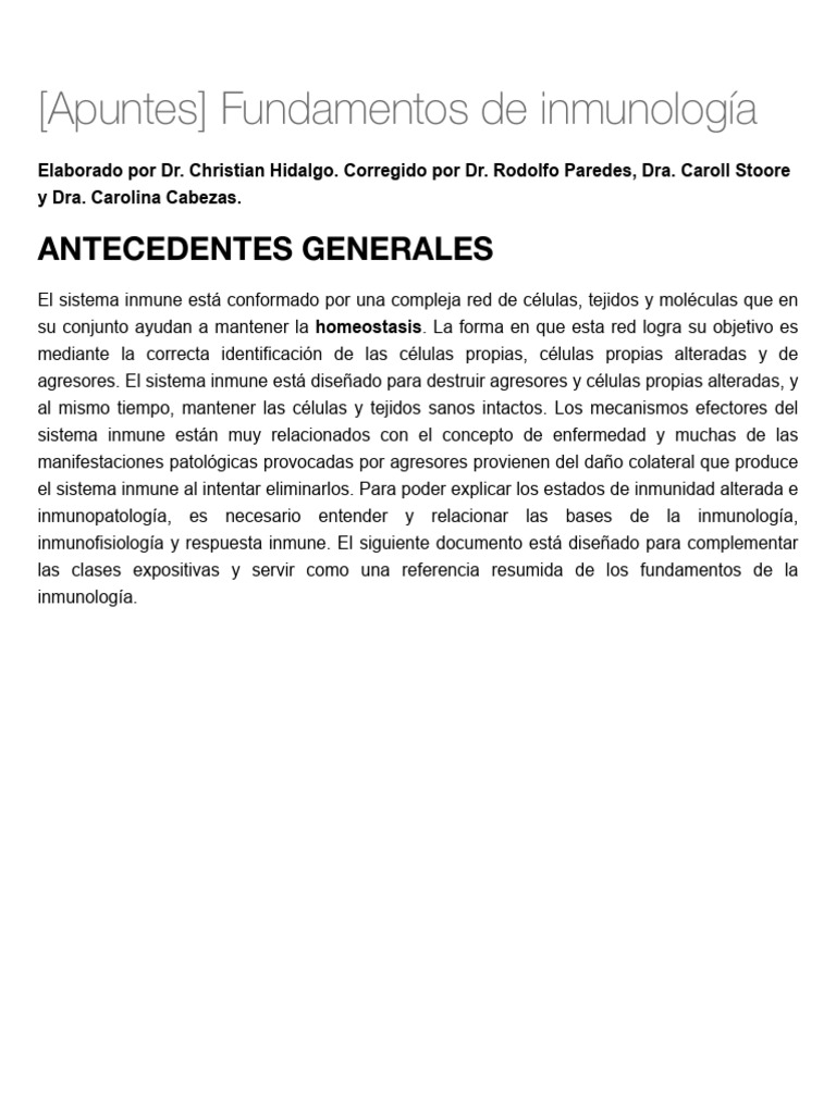Apuntes Fundamentos De Inmunología Pdf
