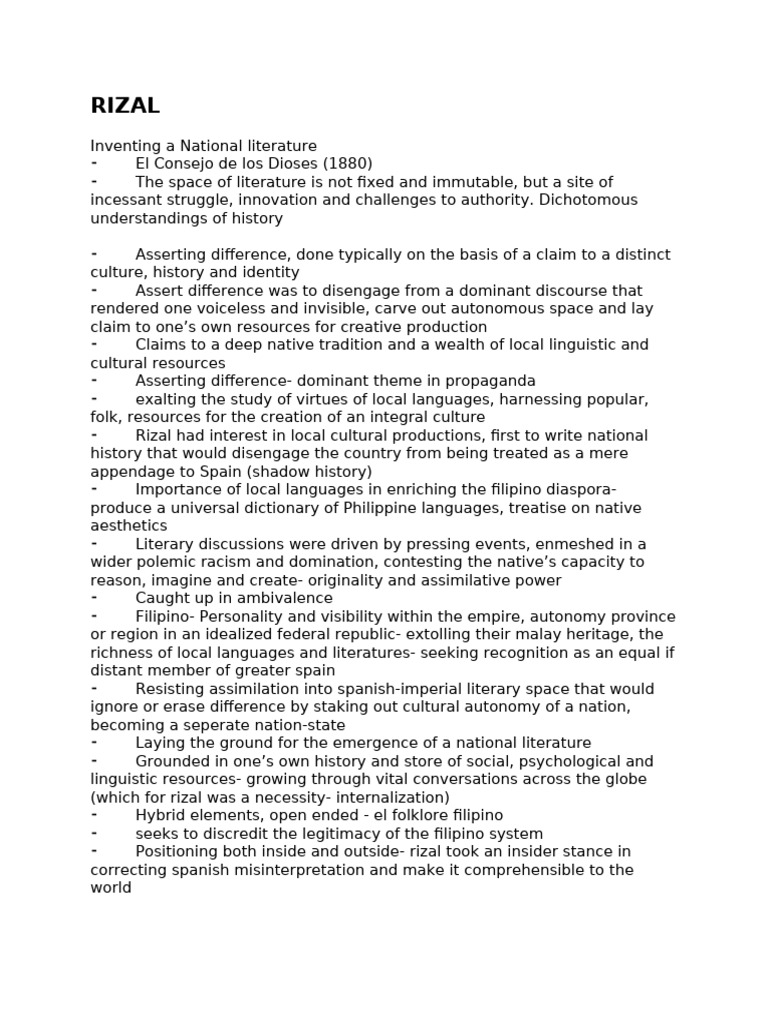 Rizal Notes | PDF