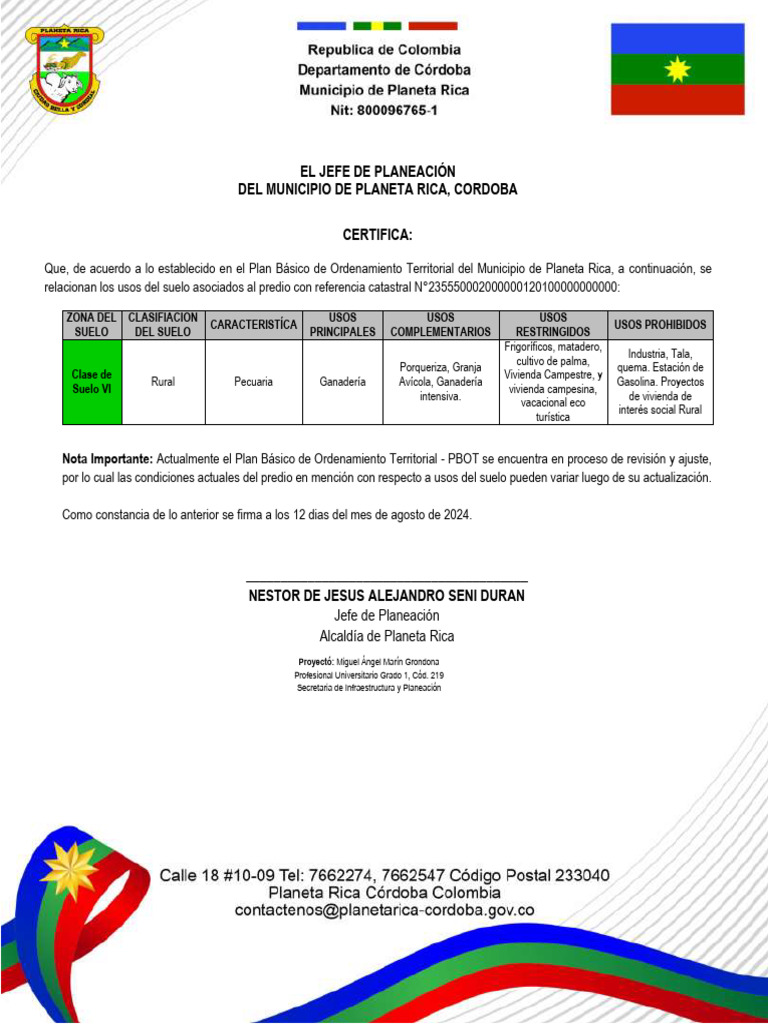 Certificado Uso Del Suelo Sergio 4 Pdf