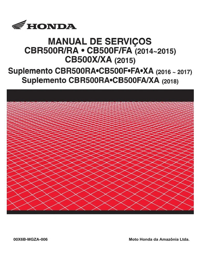 Manual de Serviço - Honda - CB 500 (2014-2018) | PDF