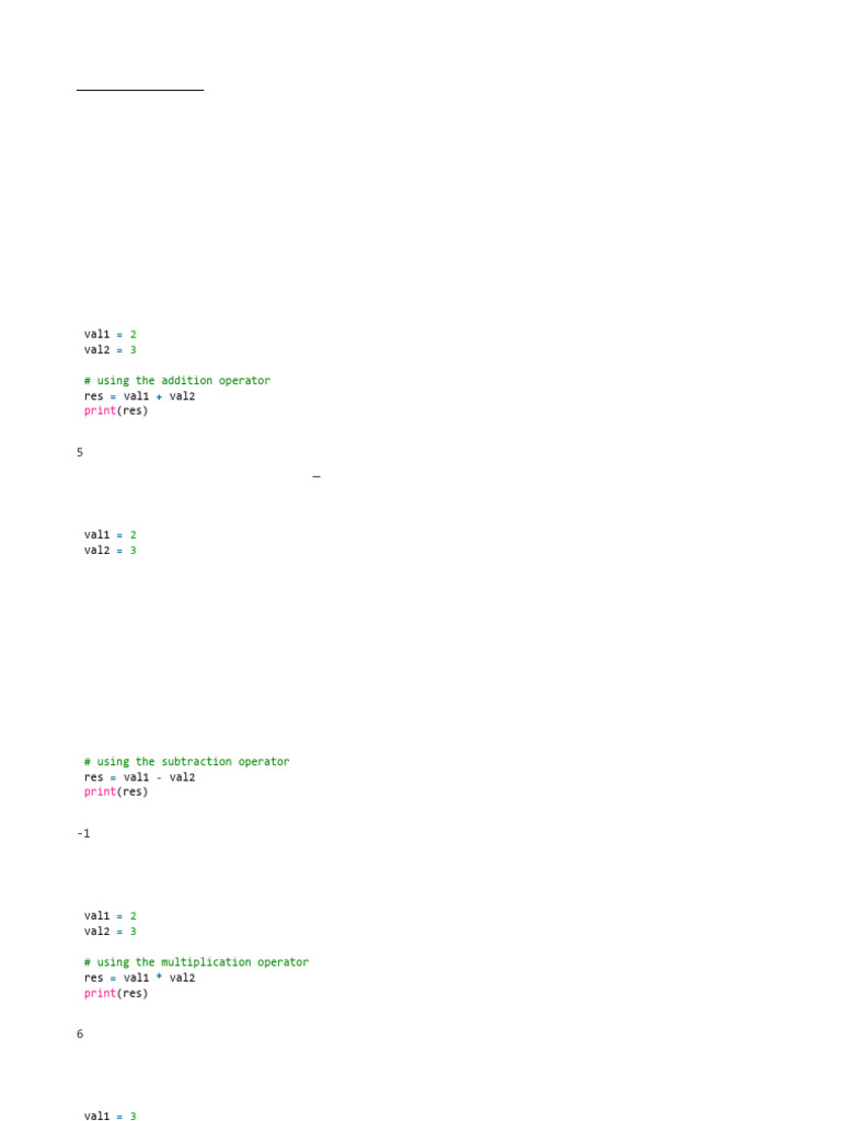 Python Arithmetic Operators Explained | PDF | Division (Mathematics ...
